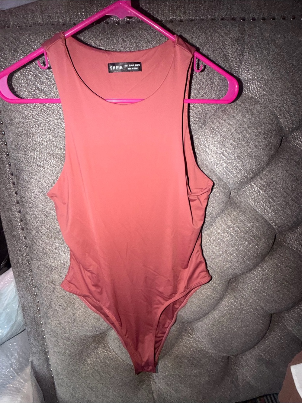 SHEIN Rust Orange  Sleeveless One-Piece Bodysuit